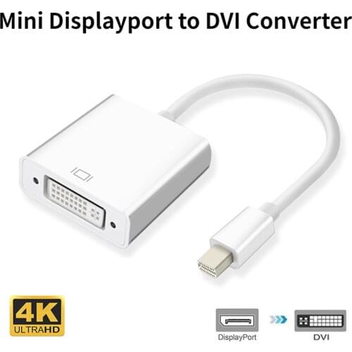 Thunderbolt Mini Displayport MINI DP to DVI Female Converter Cable White for Macbook TV Laptop Projector