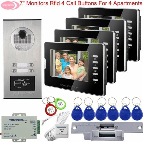 Video Intercom for Apartments Video Intercoms for a Private House Access Control Monitoring Camera System + Electric Strike Lock