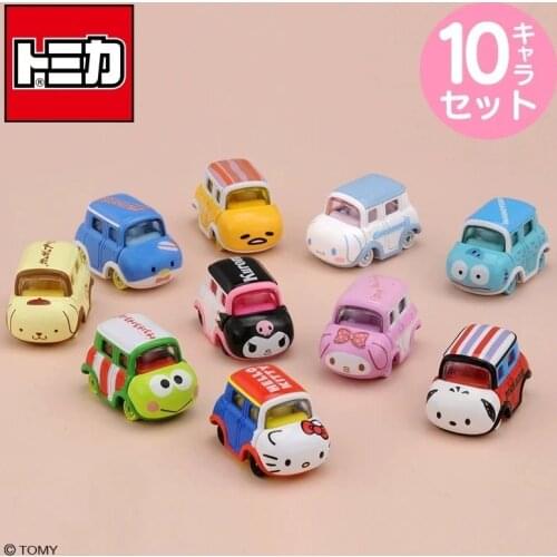 Japan TOMY Domeka Sanrio KT Cat Melody Cinnamon Dog Big Eye Frog Pudding Dog Egg Yolk Brother Kuromi Alloy Car Toy Model
