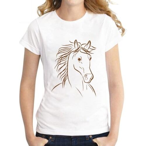 Fun Retro Top Women Tshirt O-Neck Short Sleeve tshirt Ladies 2021 Summer T-shirt Hipster T-shirt Abstract Horse Graphics T Shirt