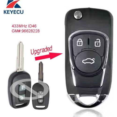 KEYECU Replacement Upgraded Flip Remote Car Key Fob 2/3 Button 433MHz ID46 for Chevrolet Captiva 2006-2010