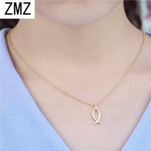 ZMZ Europe/US fashion Mark of Jesus Christ pendant cute necklace gift for mom/girlfriend party gold/silver jewelry
