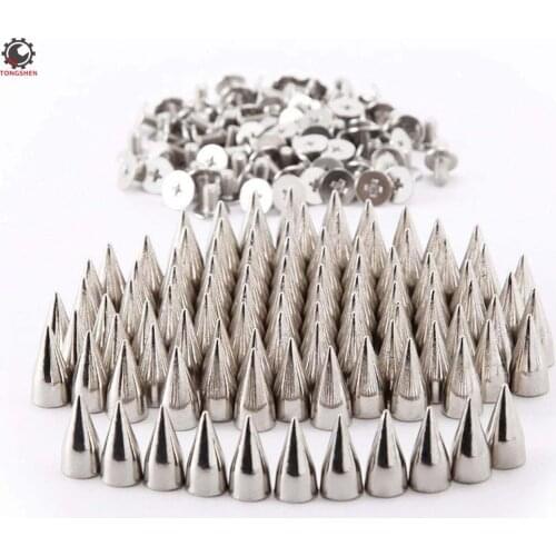 10sets 14mm Silver Black Color Bullet Cone Spike Stud Metal Screw Back Metal Stud Rivet Bullet Screw DIY Leathercraft Accessory