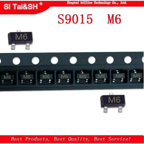 100pcs SMD triode S9015 M6 45V0.1 A/PNP SOT23 SMD transistor