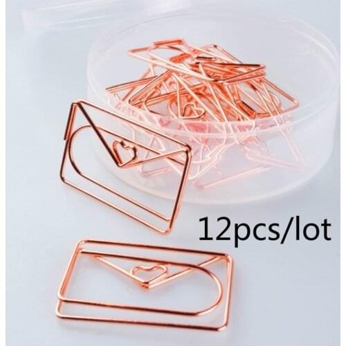 12pcs/set Envelope Shape Office Paperclip Bookmark Scrapbooking Metal Mark Clip Funny Stationery