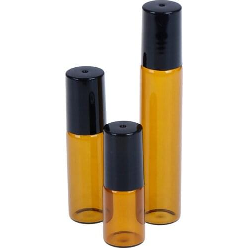 2/5/10PCS Thin Glass Roll On Bottle For Perfume Essential Oil Sample Test Essential Oil Vials With Roller Metal/Glass Ball 3Size