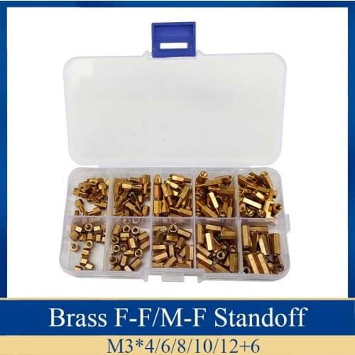 200pcs Brass Standoff Yellow M3 Thread Spacer 4-12mm And Mayitr Waterproof Brass Hex Stand-Off Pillars Set Assortment Kit