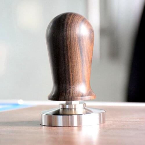 2019 New 304 Stainless Steel Coffee powder press with solid wood handle 51/58mm Flat base Coffee Powder Hammer