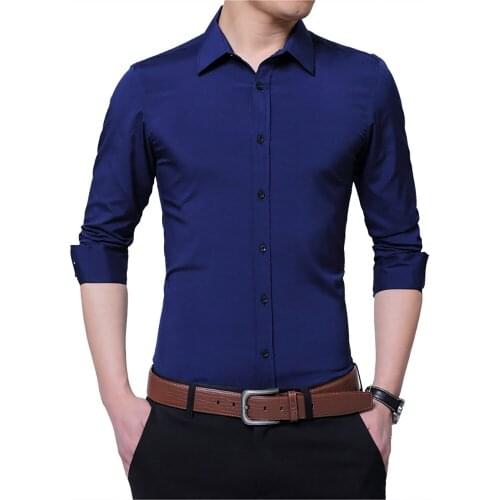 2020 Fashion Male Shirts Casual Long Sleeved Shirt Slim Fit Man Social Business Dress Shirt Brand Men Clothing Plus Size 5XL