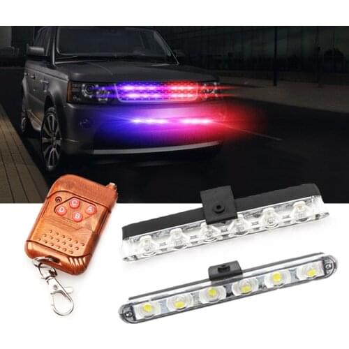 2x6 LED Wired/Wireless Remote Controller Car Strobe Warning Police Light Flash Bar 12V Emergency LED Work DRL Net Grill DRL