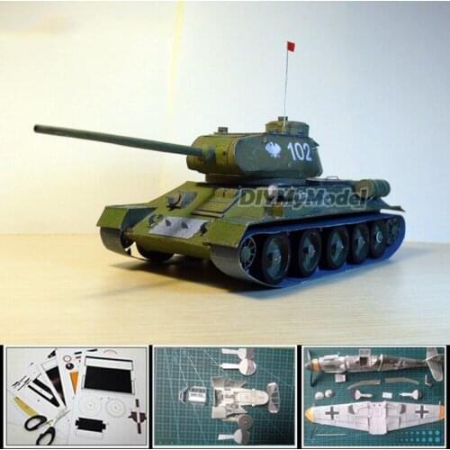 3D Card Model Toys 1:25 scale T-34/85 Rudy Medium Tank Military Vehicle Model Paper models papercraft collections for adults
