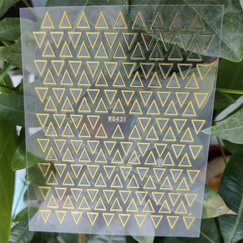 3D Stickers for Nails Geometry Triangle Golden Line Design Nails Art Decoration Manicure Stickers Sliders Nail Foil Accessories