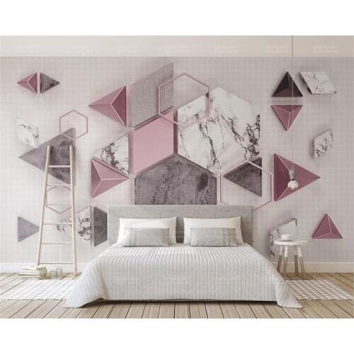 Beibehang Custom wallpaper 3d solid geometric polygonal marble texture splicing TV background wall mural 3d wallpaper