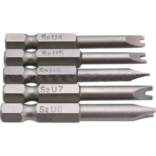 5pcs/set Screwdriver U-shape Bits Woodworking DIY Tools Accessories 50mm Magnetic Screw Driver Drill Bit Kit U4,U5,U6,U7,U8