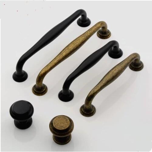 96mm 128mm retro style antique bronze kitchen cabinet cupboard door handles black drawer tv cabinet dresser knobs pulls 5"