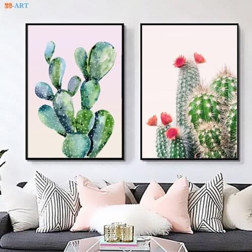Cactus Print Watercolor Painting Canvas Painting Succulent Plant Wall Art Botanical Poster Kitchen Beach Decor No Frame