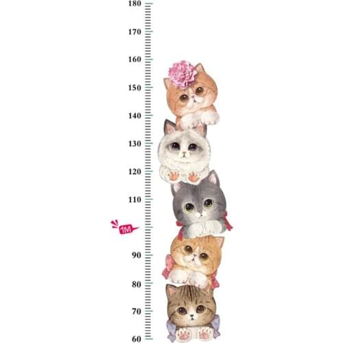 5 Cats Big Wall Stickers Growth Chart Height Measuring Sticker Mural for Kids DIY Height Wallsticker papel de parede 50*70cm