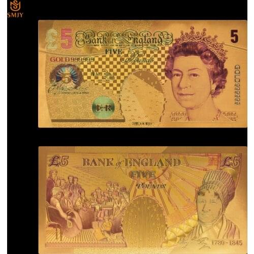 British Colorful Gold Banknote 5 Pound Replica Original Paper Money Euro Banknotes Collection For Souvenir Gifts