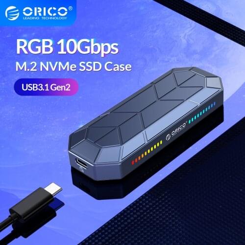 ORICO RGB M2 SSD Case NVME Enclosure M.2 to USB Type C 3.1 Gen2 10Gbps SSD Box Cool Game Style M.2 SSD Case