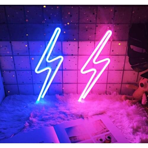 Colorful LED Neon Sign Lightning Shaped Night Light Decorative Table Lamp For Home Party Wedding Xmas Gift Neon Light Sign Lamp