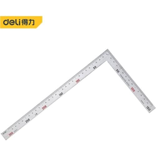 Deli 150MM Stainless Steel Square Ruler Right Angle 90 Turning Ruler Woodworking Ruler Steel Turning Ruler Measuring Tools Gauge