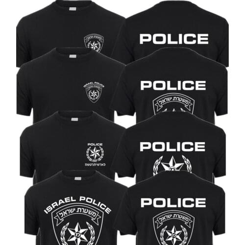 Israeli Police Mans Israel Cops T Shirt Man Cool T-shirt Short Sleeve Man Navy Black Tshirt Tops XS-5XL QR-015