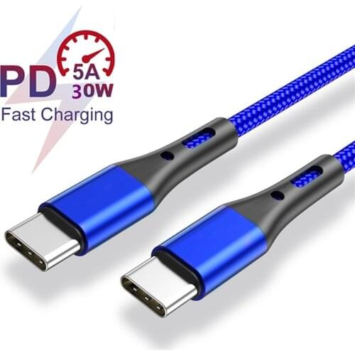 5A Dual USB Type C PD Fast Charging Cable For Samsung Galaxy M01 A21s A51 A71 5G M11 M21 A31 A41 PD QC 3.0 USB C Phone Charger