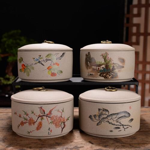 Ceramic Tea Caddy Large Household Tea Packaging Box Creative Sealed Candy Storage Jar Porcelain Food Container
