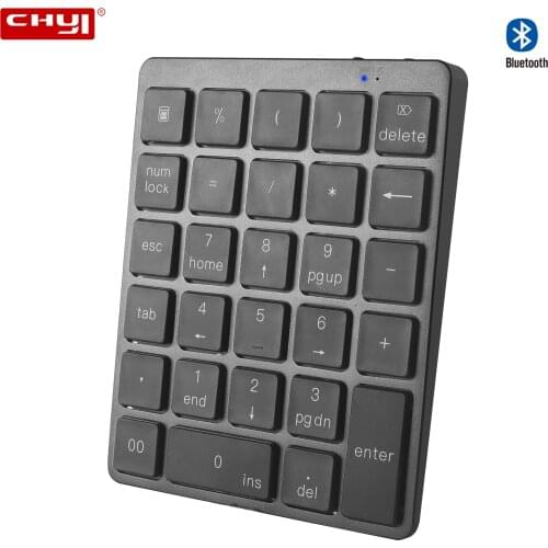 CHUYI Financial Accounting Keyboard Rechargeable Bluetooth Wireless Numeric Keypad Aluminum Number Pad for Laptop PC MacBook
