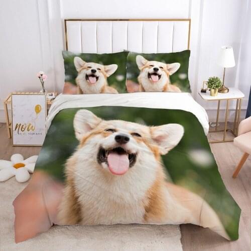 3D Pets White Dogs Duvet Cover Set Bedding Sets Quilt Covers Pillowcases Comforther Cases Full Twin Single Double Size Bed Linen