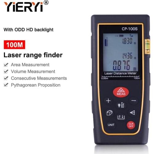 Yieryi Laser Distance Meter CP-100S Laser Range Finder Hand-held 100m Distance Measurement with ODD HD Blacklight