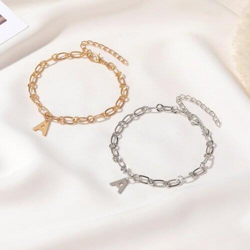 Oofoo Store for Women Fashion JewelryStainless Steel Gold Alphabet Cuban Link Anklet Bracelet Boho Jewelry Halloween Gift