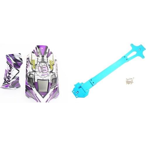 For Wltoys 124019 124018 1/12 Metal Radio Tray Second Floor Board Blue & Car Body Shell Car Cover Tail Wing Spare