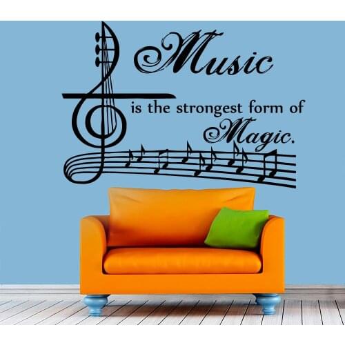 Music Is The Strongest Form Of Magic Wall Decals Vinyl Art Sticker Removable Musical Notes Home Decor