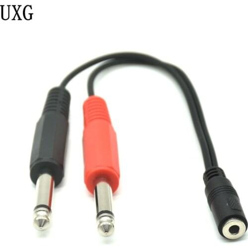 3.5mm Female Plug to 2*6.35mm TRS Mono Male Jack Audio Socket Adapter Cable 1/4" TSF Female to Dual 1/4" TS Male 6.35SP F-2*6.35