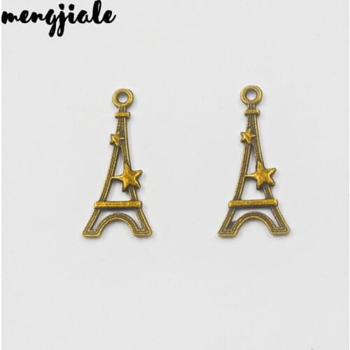 25pcs/lot Charms paris eiffel tower star Antique Bronze Vintage Pendants For Jewelry Making DIY Bracelet Necklace 30*13mm