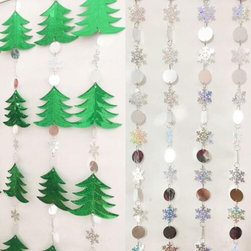 Christmas Snowflake Ornaments Xmas Tree Paillette Bead Curtain Hanging Decoration for home or party 1pcs