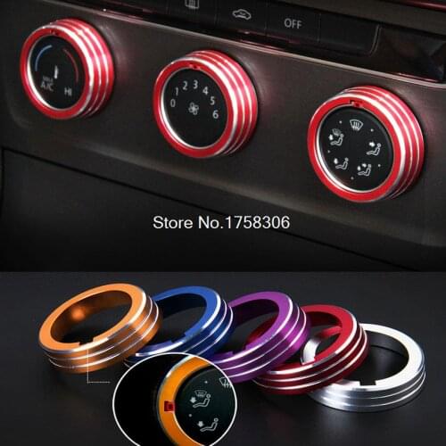 Angelguoguo Air conditioner manual knob For 2014 2015 Volkswagen Golf 7 MK7 Car air conditioning Rotary knob decoration ring