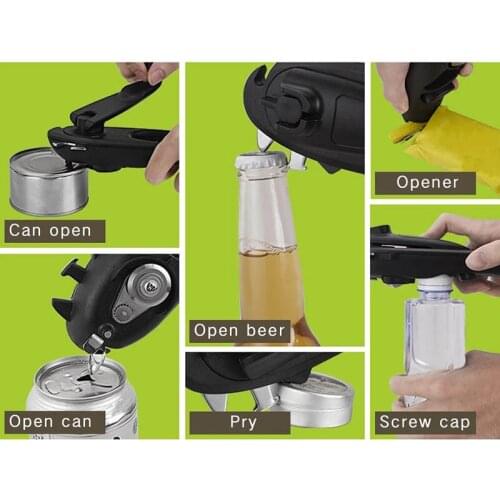 1pc Manual Can Opener Portable 8 In 1Multifunction Magnetic Surface Bottle Jar Opener Home Kitchen Can Opening Tool Gadget