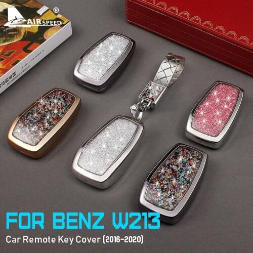 Zinc Alloy Special Diamond Car Remote Key Case Shell Cover with Keychain for Mercedes Benz E Class W213 E200 E300 Accessories