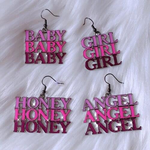 Y2K Jewelry Letter Angel Baby Earrings for Women Metal Harajuku Vintage Earrings Earrings Charms 90s Aesthetic Gifts Wholesale