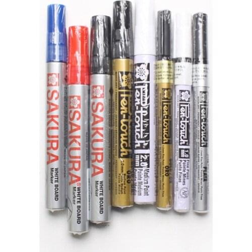 Japan SAKURA Paint Pen High-Gloss White Gold And Silver Markers Hand-Painted Signature Brush