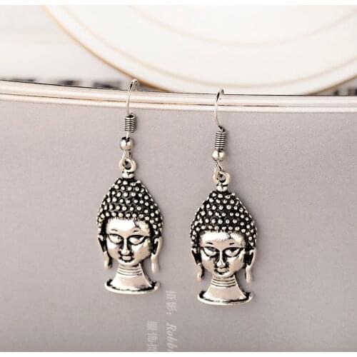 2019 Egypt Vintage Jhumka Indian Jewelry Earrings For Women Silver Color Buddha Drop Earrings Prayer Gypsy Tribal Retro Earrings