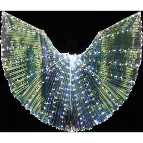 Womens White Gold Light Belly Dance LED Wings Butterfly Dancer Costumes Glowing Oriental Indian Bellydance Dancing chrismas gift
