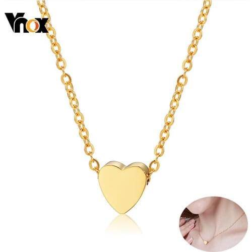 Vnox Heart Love Pendants Necklaces for Women Stainless Steel Choker Necklace Promise Anniversary Gifts Collar