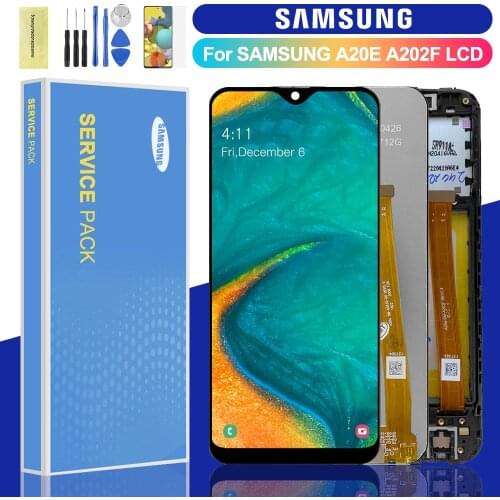 100% Original Display For Samsung Galaxy A20e A202 A202F LCD Display Touch Screen Digitizer Assembly Replacement Parts