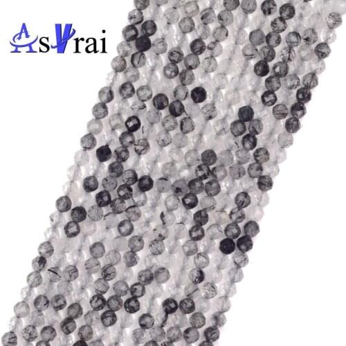 2 3 4mm Natural Stone Beads Faceted Black Quartz Crystal Round Loose Spacer Beads For Jewelry Making DIY Bracelet Necklace 15"