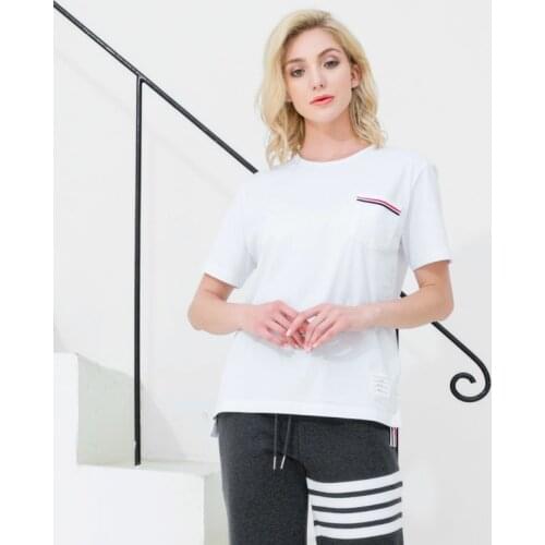 2021 Fashion TB THOM Brand T-Shirt Women Short Casual Clothing Solid Slim Summer O-neck Cotton T-Shirts