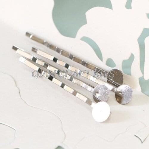 300pcs 52mm long- Silver black metal bobby pins with 8mm glue pad high quality lead and nickle free you pick color