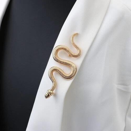 Exaggerated Animal Snake-Shaped Brooch For Women Men Vintage Personality Geometric Python Badge Coat Pin Decoration Jewelry Gift